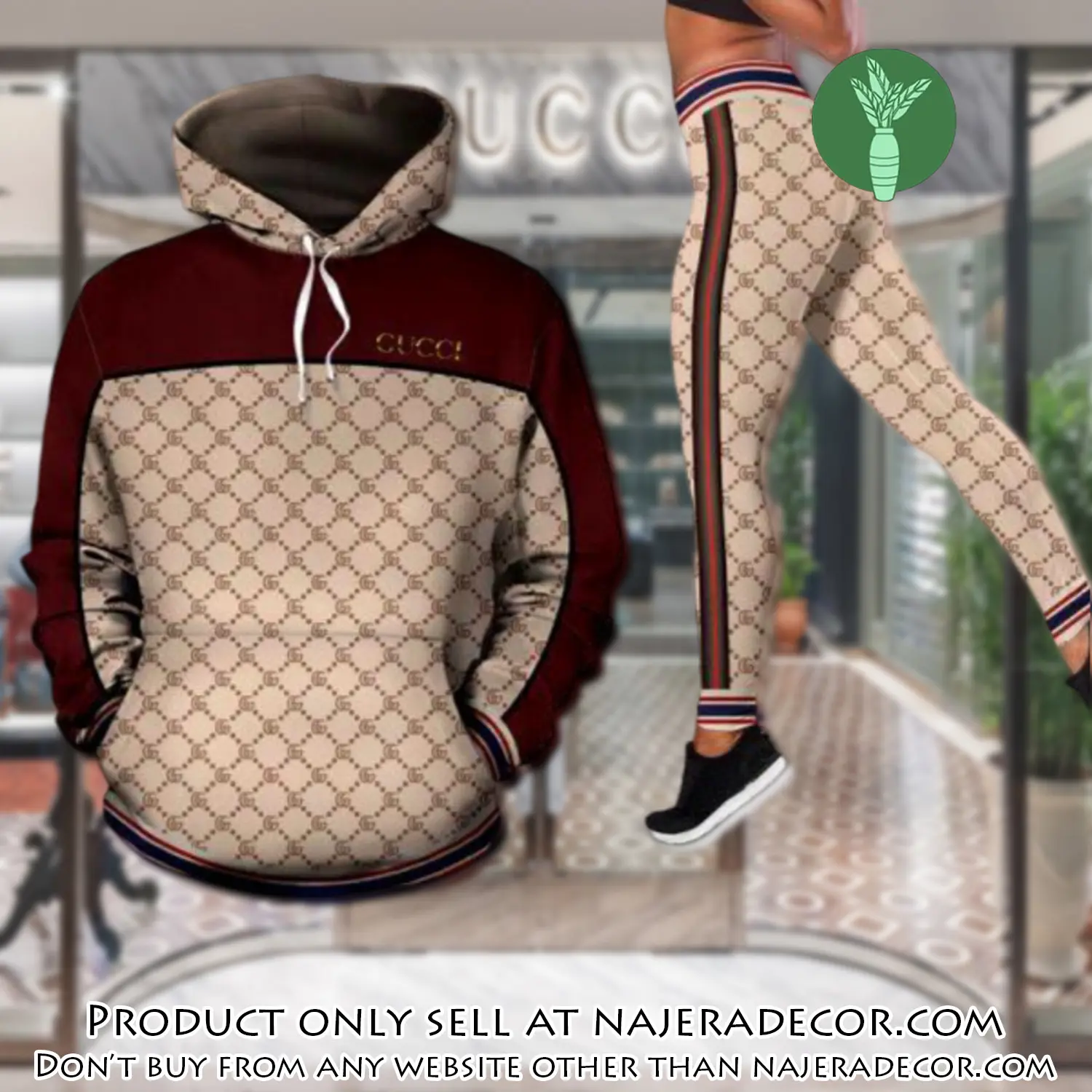 Gucci red hoodie legging set luxury for women njr2608818